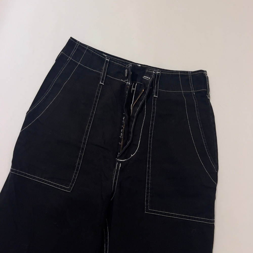 John Galt Brandy Melville‎ Black Contrast Stitch Carpenter Pants High Waist